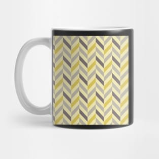 zigzag chevron gray on yellow small scale Mug